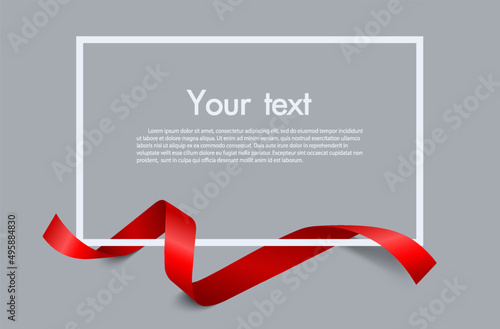 Frame and border of Red ribbon, template elements use for aniversary card , presentation or celebrate card ,Vector design