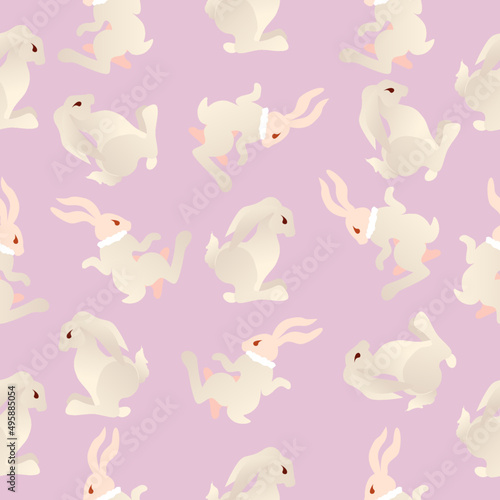 Vector boho color background for Easter card with the bunnies. Happy Easter banner   greeting card  poster. 