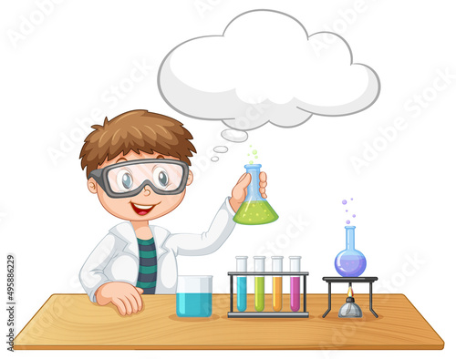 A scientist experiment with speech bubble