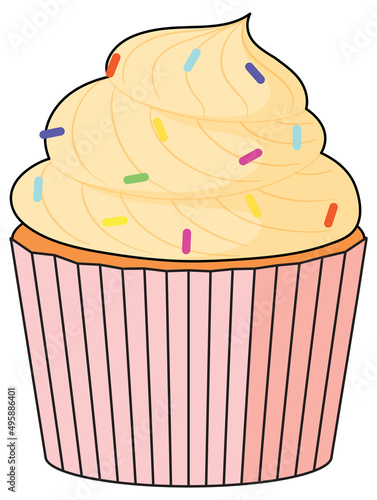 Cupcake with cream and sprinkles