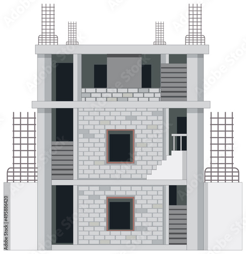 Building construction site on white background