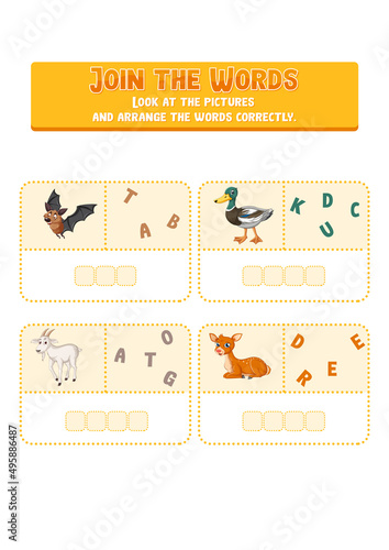 Arrange the letters in order with pictures