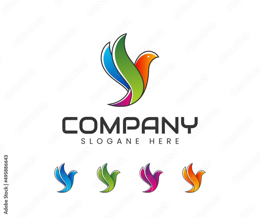 Bird logo design vector template. Creative abstract bird logo