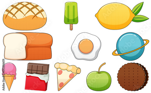 Set of vintage style cartoon on white background
