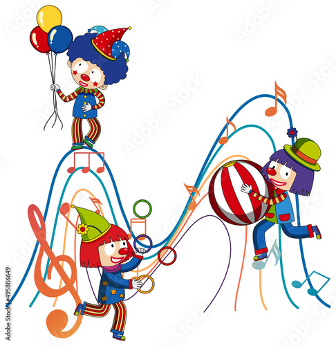 Clown with music note performing