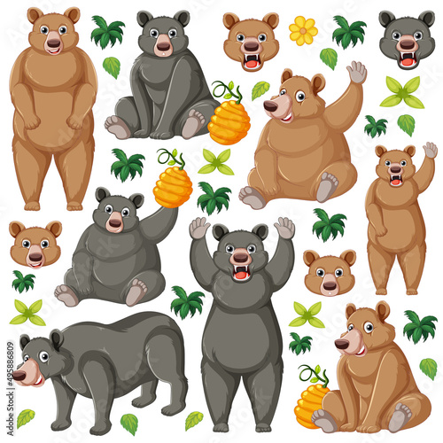 Seamless pattern with cute animals