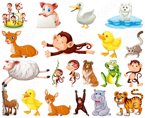 Set of animal cartoon character
