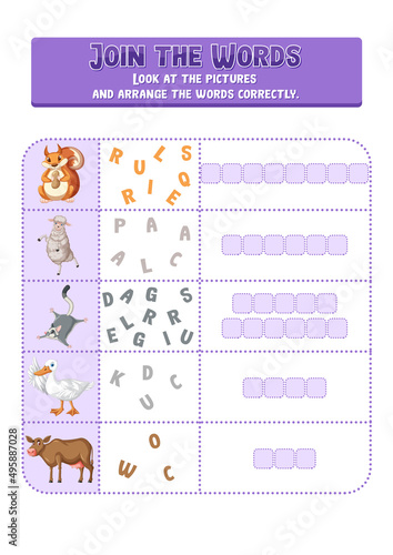 Arrange the letters in order with pictures