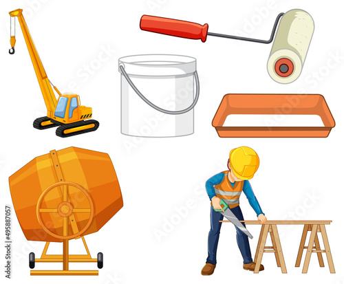 People at consttuction site with tools