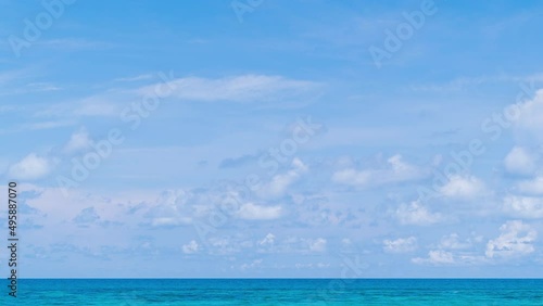 Wallpaper Mural Beautiful tropical beach with blue sky and white cloud background. Summer vacation and nature environment concept. Torontodigital.ca