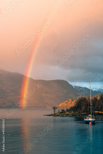 Rainbow over loch