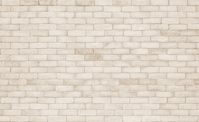 Cream and white brick wall texture background. Brickwork and stonework flooring interior rock old pattern design