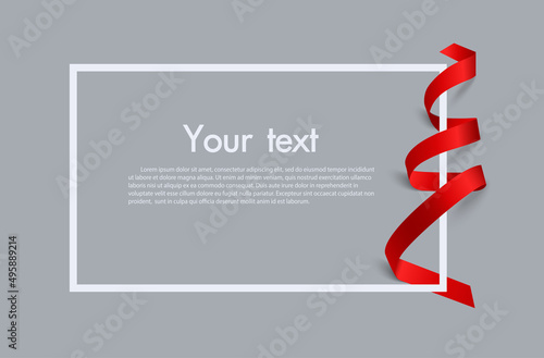 Frame and border of Red ribbon, template elements use for aniversary card , presentation or celebrate card ,Vector design