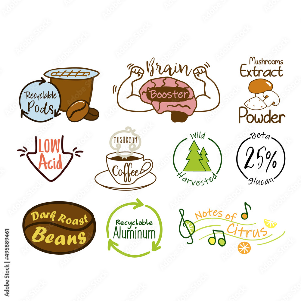 Coffee product quality template sticker set