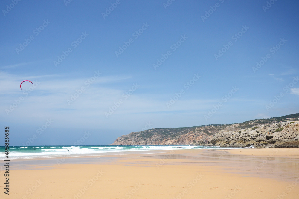 Kite surfing at Guincho beach, Portugal