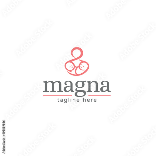 Doula, Twin Babies and Infinity Symbol logo or icon design
