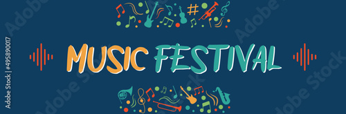 Music Festival - Banner - Set of musical instruments and title