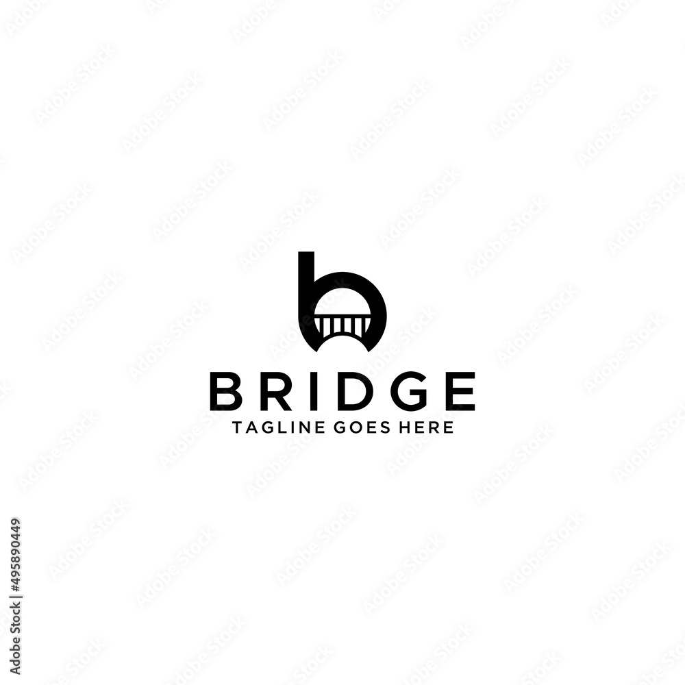 B letter initial bridge symbol vector icon logo design