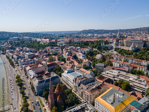 aerial view of Budapest city at summer day