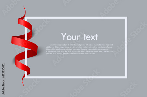 Frame and border of Red ribbon, template elements use for aniversary card , presentation or celebrate card ,Vector design
