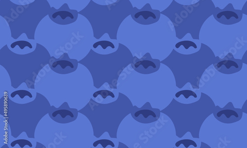 Monochrome blue seamless pattern with blueberries