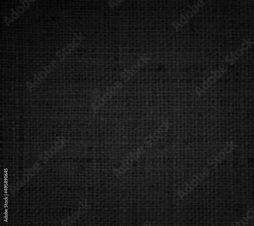 Jute hessian sackcloth canvas woven texture pattern background in light black color blank empty. 