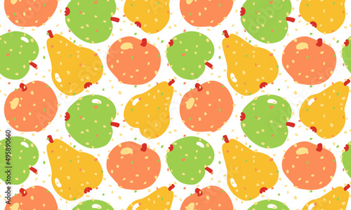 Fototapeta Naklejka Na Ścianę i Meble -  Fruit compote of apples, pears and peaches. seamless pattern