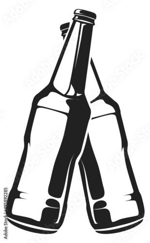 Toast with beer bottles icon. Drinking glass symbol. Cheers sign