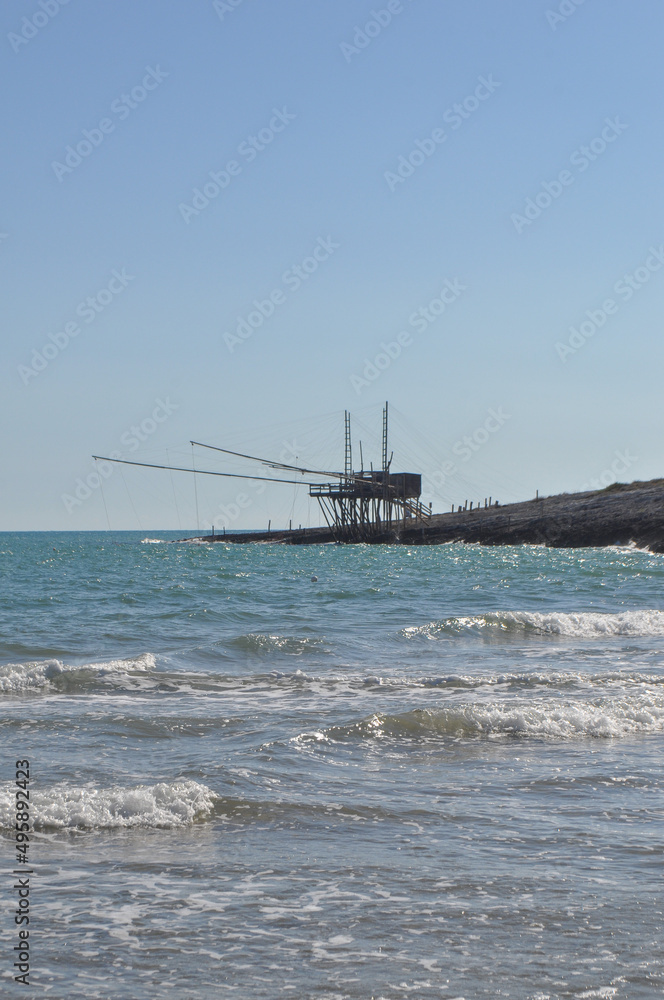 Trabucco Gargano fishing tower in Vieste Trabucco Gargano fishing tower in Vieste