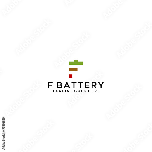 letter F that make up the battery for the electronic and energy logo