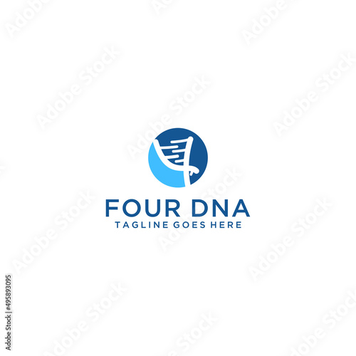 Number 4 that make up DNA with a creative touch for genetic logo design Free Download Number 4 that make up DNA with a creative touch for genetic logo design - GFXLoad
