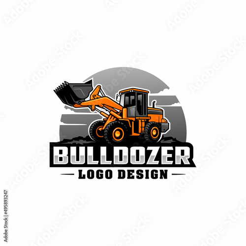 Excavator logo template. Heavy equipment logo vector for construction company