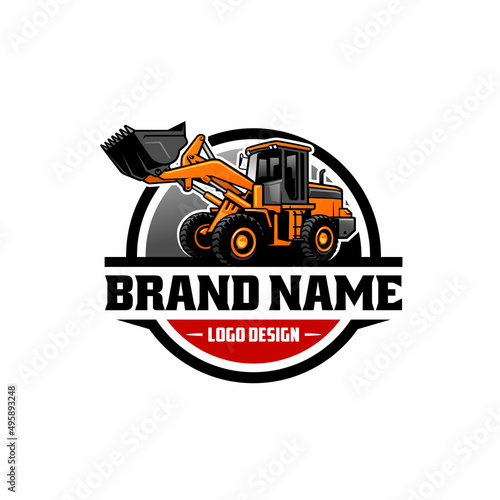 Excavator logo template. Heavy equipment logo vector for construction company