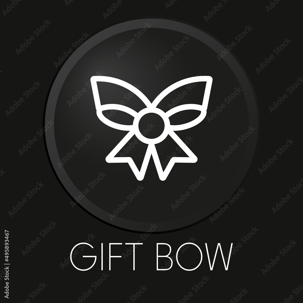 Gift bow minimal vector line icon on 3D button isolated on black background. Premium Vector. Gift bow minimal vector line icon on 3D button isolated on black background. Premium Vector.