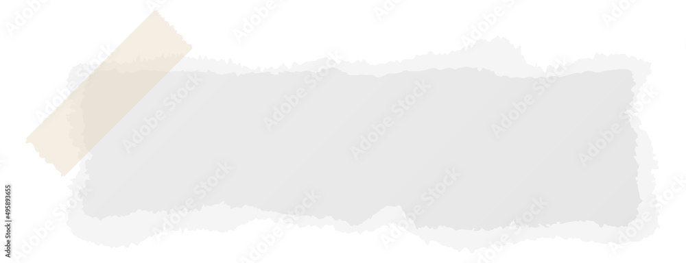 Torn paper with sticky tape piece. Realistic note mockup Torn paper with sticky tape piece. Realistic note mockup