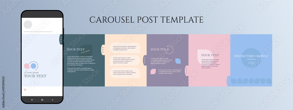 Template for carousel post in social network - obrazy, fototapety, plakaty 