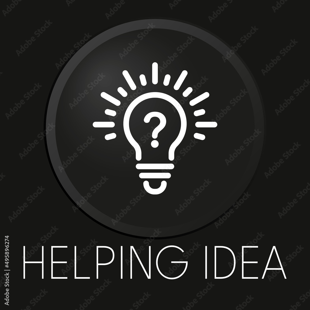 Helping idea minimal vector line icon on 3D button isolated on black background. Premium Vector. Helping idea minimal vector line icon on 3D button isolated on black background. Premium Vector.