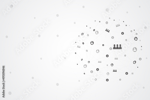 Network abstract connection isolated on white background. Network technology background with dots and lines. Ai background. Modern abstract concept. Ai background vector, network technology