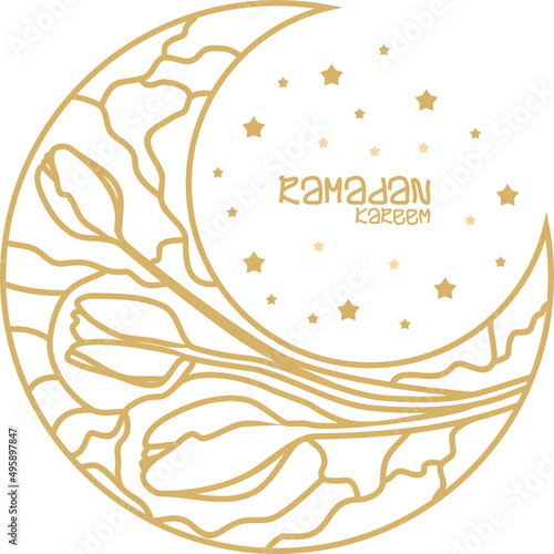 ramadan kareem with oranamental moon ilustrations
