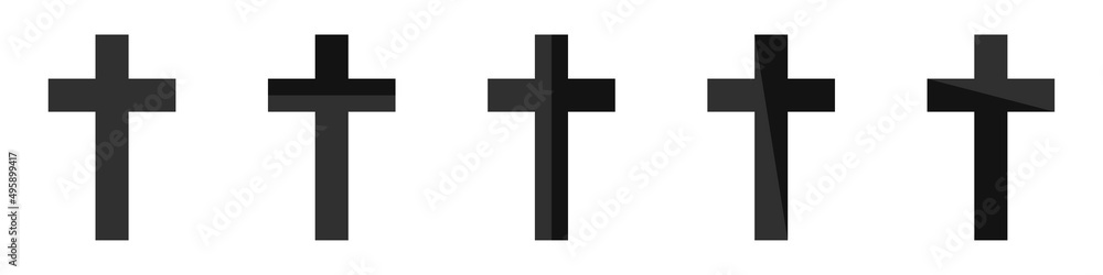 Set of Christian crosses. Abstract Christian crosses. Faith in Jesus Christ. Religion. Vector illustration