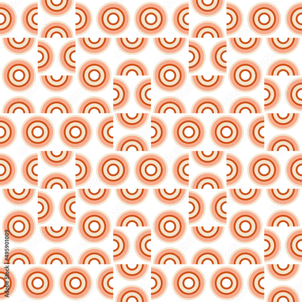 Modern vector abstract seamless geometric pattern with semicircles and circles in retro scandinavian style. Pastel colored simple shapes background. Modern vector abstract seamless geometric pattern with semicircles and circles in retro scandinavian style. Pastel colored simple shapes background.