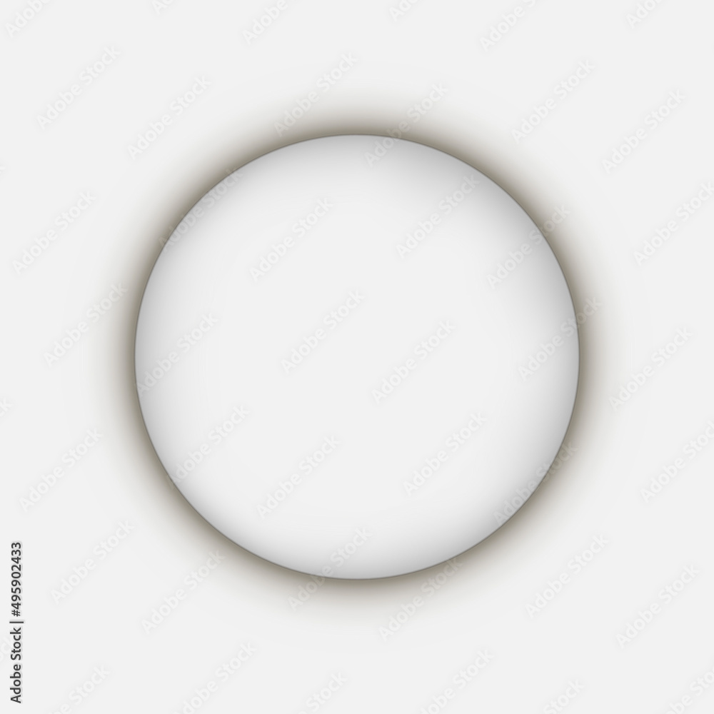 Neumorphic round buttons. White geometric shapes in a trendy soft 3D style with shadow. Neumorphic round buttons. White geometric shapes in a trendy soft 3D style with shadow.