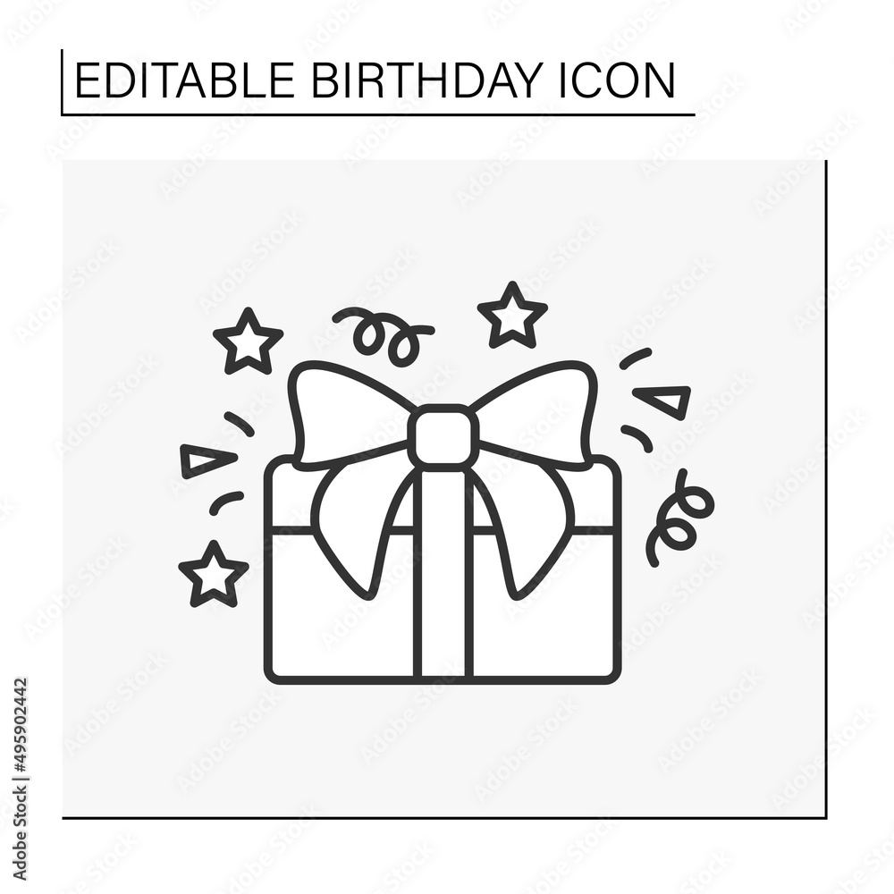 Surprise line icon. Gift for birthday. Fashion packed presents in party.Birthday concept. Isolated vector illustration. Editable stroke