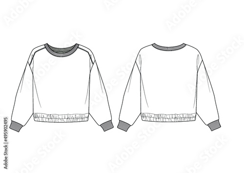 woman basic fleece sweat fashion flat sketch