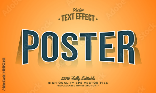 Poster Orange Background Editable Modern Text Effect Vector Files	