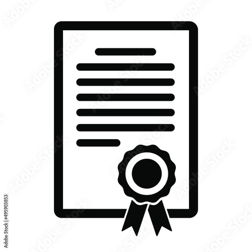 Certificate icon. Diploma, achievement, grant, award. Vector icon isolated on white background.