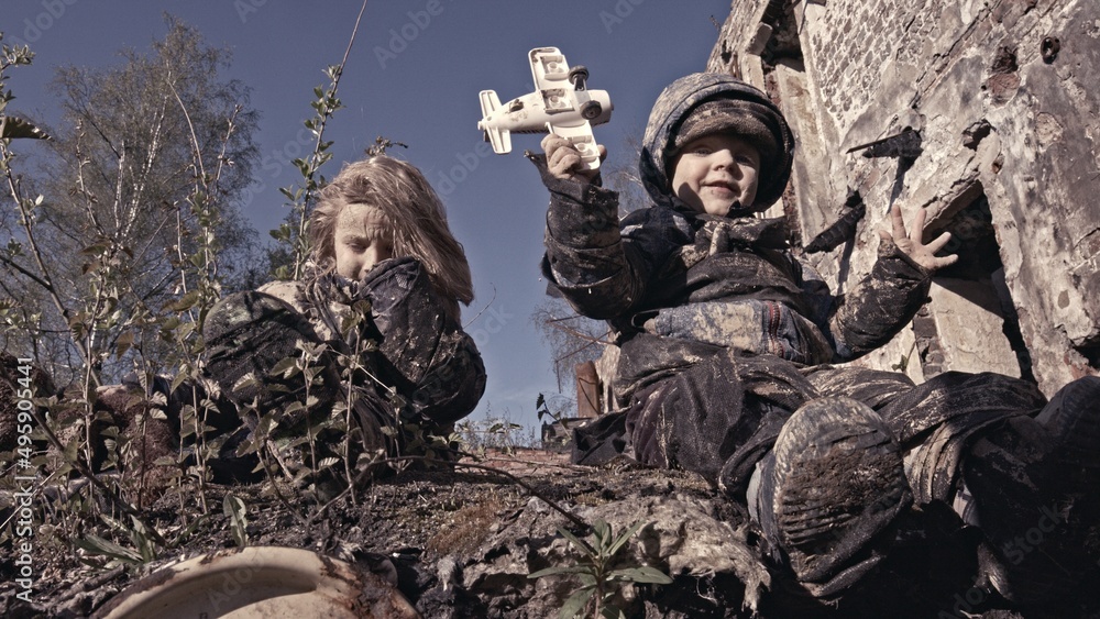 Children without a home, apocalypse, war