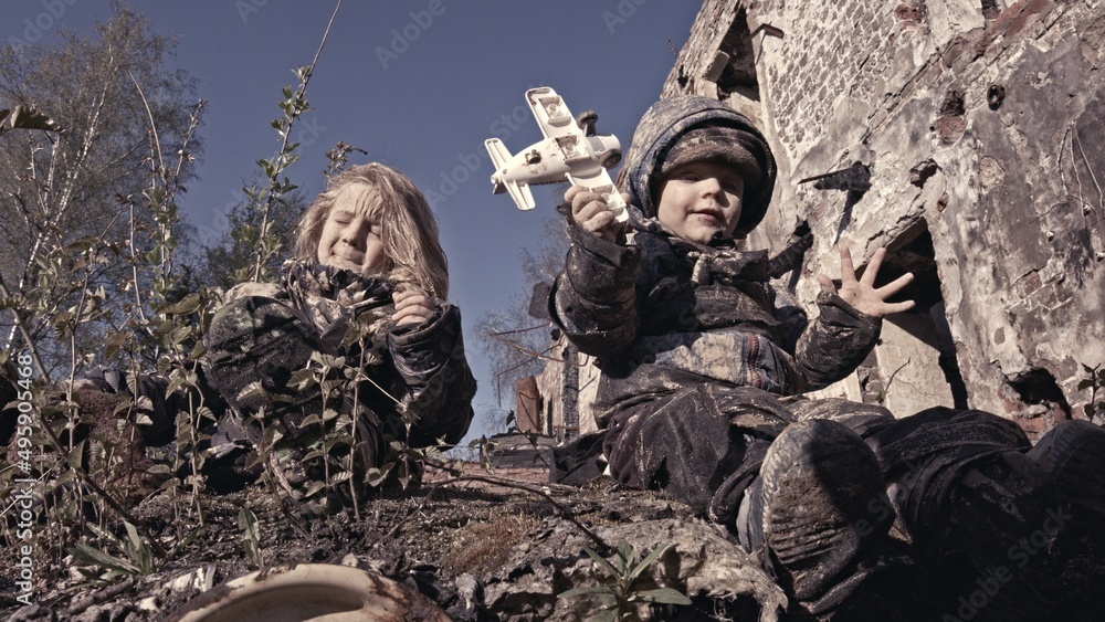 Children without a home, apocalypse, war Children without a home, apocalypse, war