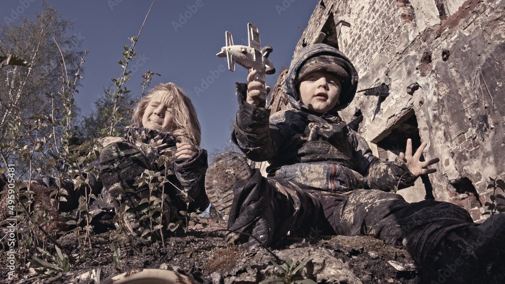 Children without a home, apocalypse, war Children without a home, apocalypse, war