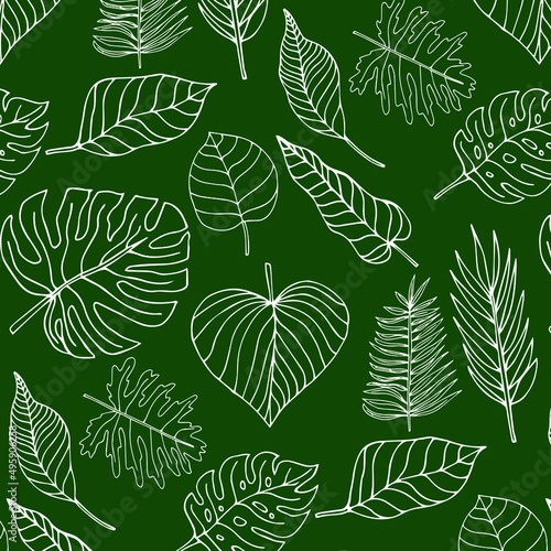 Vector tropical leaves seamless patten